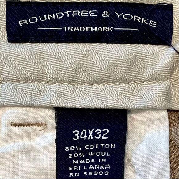 Roundtree and Yorke Wool Blend Herringbone Vtg Dress Pants in Tan Men’s 34/32 - Picture 6 of 7